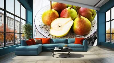 Fresh pears on a table Wall mural