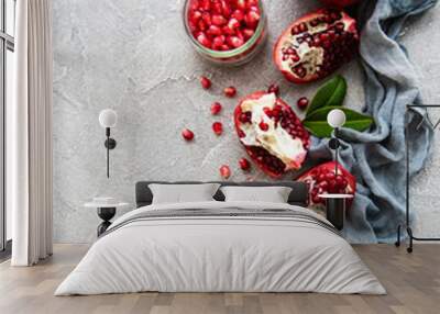 Ripe pomegranate fruits Wall mural