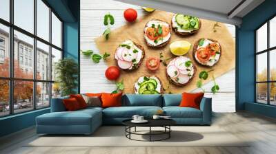 Sandwiches with healthy vegetables and micro greens Wall mural