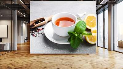 Tea with lemon and mint Wall mural