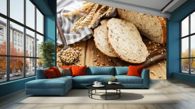 Top view of sliced bread Wall mural