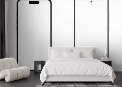 Smartphone Screens, Mobile Phone, Template, Front View, Frame, Black, Minimalism, Mokup, Isolated Wall mural