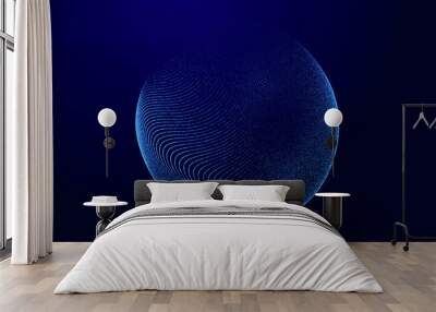 Sphere with connecting points. Global Connection Technology. The accumulation of information. 3D rendering. Wall mural