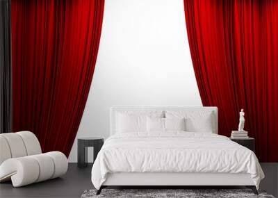 Open Red stage curtain, photo, png isolated on transparent background	 Wall mural