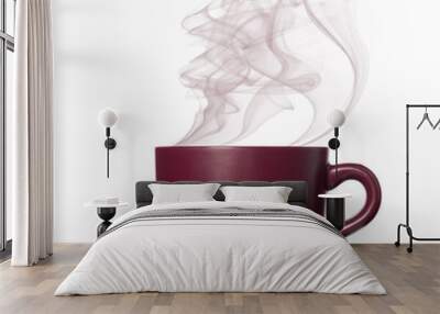 The perfect brown cup with steaming coffee on a white background Wall mural