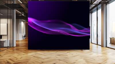 The musical stream of sounds. Abstract background with interweaving of colored dots and lines. 3d rendering. Wall mural