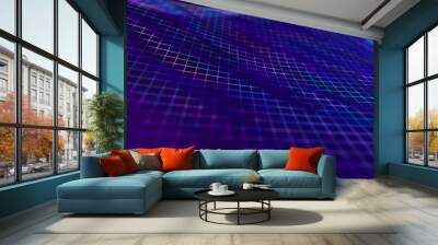 The musical stream of sounds. Abstract background with interweaving of colored dots and lines. 3d rendering. Wall mural