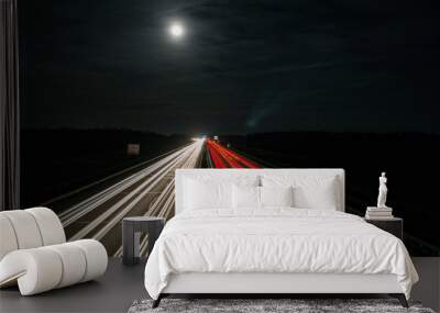 traffic on highway at night Wall mural