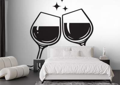 Two glasses of wine. Cheers with wineglasses. Clink glasses icon. Vector illustration on white background. Wall mural