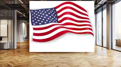 United States of America flag isolated on white background. USA star-spangled banner. Memorial Day. 4th of july. Independence day. Waving flag design for poster, flyer, card. Vector illustration Wall mural