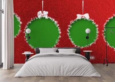 Christmas balls cut out in a paper background with the inscription Wall mural