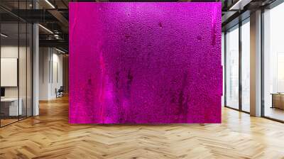 pink textured abstract wet glass background. empty space Wall mural