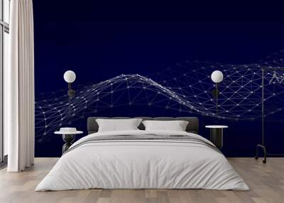 Vector futuristic wave. Digital technology. Big data. Wall mural