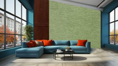 Wall with Wood Paneling and Textured Green Surface Wall mural