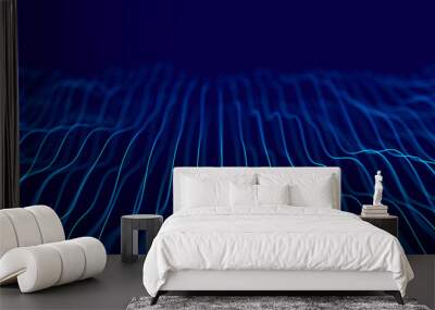 Wave of dots and weave lines. Abstract background. Network connection structure. Wall mural