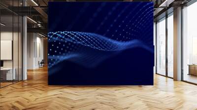 Wave of dots and weave lines. Abstract background. Network connection structure. Wall mural