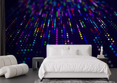 Wave of musical sounds. Abstract background with interweaving of dots and lines. 3D rendering. Wall mural