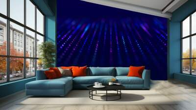 Wave of musical sounds. Abstract background with interweaving of dots and lines. 3D rendering. Wall mural