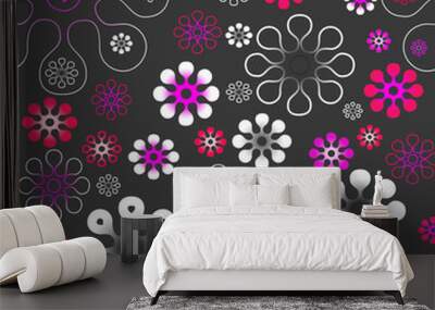 White red flower, for pattern seamless, material, paper, wallpaper, textil, gray background Wall mural