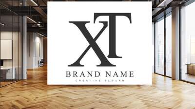 XT trendy logotype template. Initial letter x and t classic font style. Creative logo for company name or identity. Wall mural