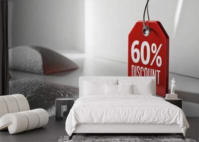 Price tag template layout with 60% discount. Wall mural