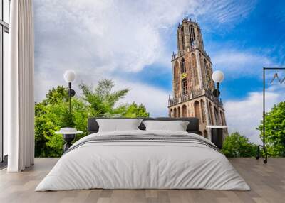 The tower of the Dom cathedral in Utrecht, Netherlands. Wall mural