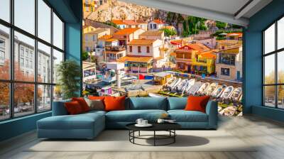 The Vallon des Auffes - fishing haven with small old houses, Marseilles, France Wall mural