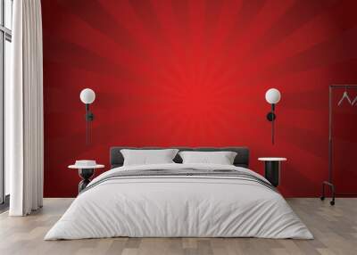 bright red background with radial rays and golden ornament - vec Wall mural