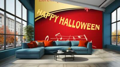 red music background for halloween - vector a4 template with pumpkin Wall mural