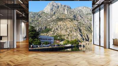 town Kotor in Montenegro and light gray mountains at summer Wall mural