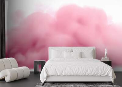 Realistic pink clouds set isolated on transparent background.  Wall mural