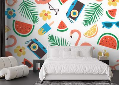 Summer collection. Set of summer icons and design elements.  Wall mural