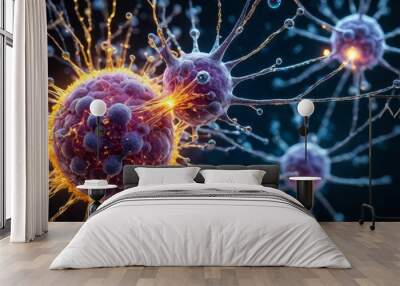 Close-up of virus cells or bacteria on light background Wall mural