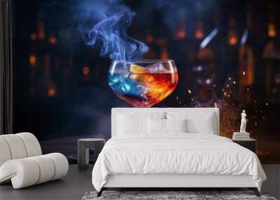 cocktail with smoke Wall mural