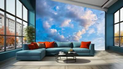 Beautiful blue sky with clouds in the shape of heart. Abstract b Wall mural