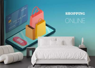 onlin shopping concept Wall mural