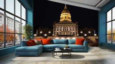 Kansas state capitol building outdoor night view Wall mural