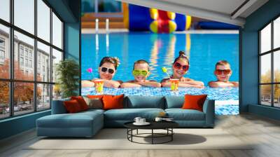 group of happy teenage kids in the pool Wall mural