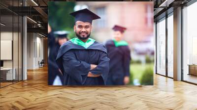 portrait of successful indian student in graduation gown Wall mural