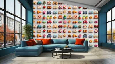 seamless cartoon pattern of 3d gaming elements. cute child print Wall mural