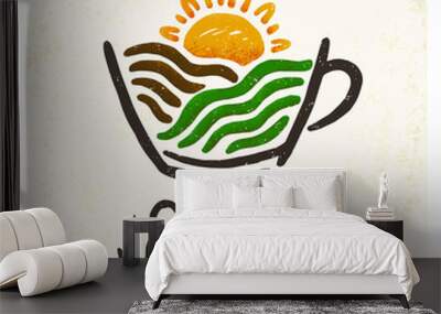 Cup of coffee logo. Wall mural