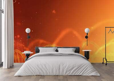 Futuristic genetic helix molecular science on orange backdrop. Wall mural