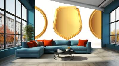 Gold frame, background, icon, emblem, empty. Vector illustration Wall mural