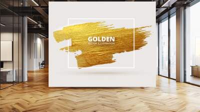 Gold paint strokes. Vector illustration Wall mural