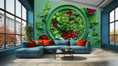 breakfast of greens and berries  Wall mural