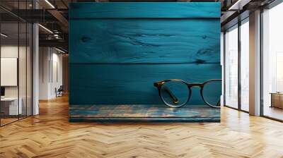 glasses on wooden background Wall mural