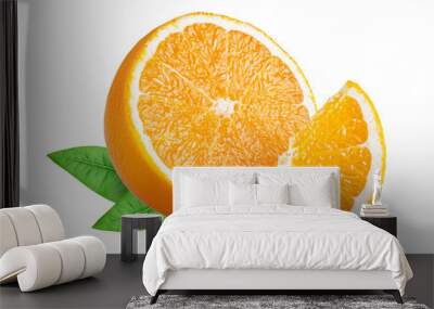 Orange citrus fruit isolated on white or transparent background. Wall mural