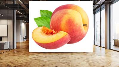 Peach fruit isolated on white or transparent background. Wall mural