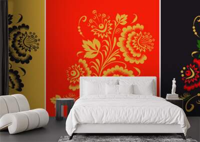 Pattern in style hohloma national creativity Wall mural