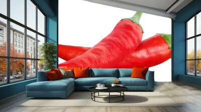 Spicy Chili peppers isolated on white or transparent background. Two hot red chilli peppers. Wall mural